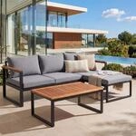 Garten-Garnitur MCW-L26b, Gartenlounge Sitzgruppe Lounge-Set Sofa, Aluminium Akazie