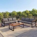 Garten-Garnitur MCW-L26, Gartenlounge Lounge-Set Sitzgruppe Sofa, Aluminium...