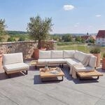 Garten-Garnitur mit Sessel MCW-H54, Lounge-Set Sofa, Spun Poly Akazie Holz MVG