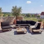 Garten-Garnitur mit Sessel MCW-H54, Lounge-Set Sofa, Spun Poly Akazie Holz MVG