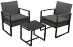 Garnitur MALTA 3-teilig, Metall schwarz und Polyrattan schwarz, mit Polstern