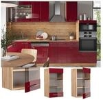 Vicco H&auml;ngeglasschrank K&uuml;chenschrank K&uuml;chenm&ouml;bel Fame-Line Eiche Rot Bordeaux