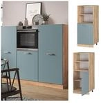 Vicco Vorratsschrank K&uuml;chenschrank R-Line Solid Eiche Blau Grau 60 cm modern kleine