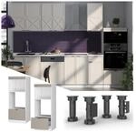 Vicco Mikrowellenschrank Fame-Line Wei&szlig; Grau-Beige gerahmt 60 cm mit Schublade