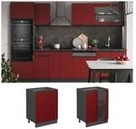 Vicco Unterschrank K&uuml;chenschrank K&uuml;chenm&ouml;bel R-Line J-Shape Anthrazit Rot 60 cm