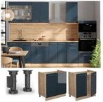 Vicco Sp&uuml;lenunterschrank Fame-Line Eiche Dunkelblau Hochglanz 80 cm mit