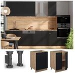 Vicco Unterschrank Fame-Line Eiche Schwarz gestreift 60 cm ohne Arbeitsplatte