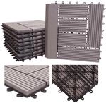 WPC Bodenfliese Sarthe + Abschluss, Holzoptik Balkon/Terrasse, 11x je 30x30cm =...