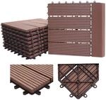 WPC Bodenfliese Sarthe + Abschluss, Holzoptik Balkon/Terrasse, 11x je 30x30cm = 1qm
