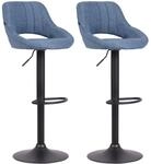 CLP Barhocker 2er Set h&ouml;henverstellbar mit Lehne Milet, Barst&uuml;hle gepolstert