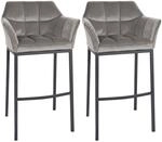 CLP Barhocker 2er Set mit Lehne Damaso, Barst&uuml;hle gepolstert mit Samtbezug,
