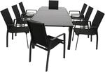 DEGAMO Garnitur ELBA 9-teilig, Aluminium anthrazit + Glas + Kunstgewebe schwarz