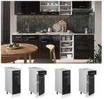 Vicco Schubunterschrank K&uuml;chenschrank R-Line Solid Wei&szlig; Schwarz 30 cm modern