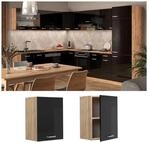 Vicco H&auml;ngeschrank K&uuml;chenschrank R-Line Solid Eiche Schwarz 45 cm modern