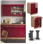 Vicco Schubunterschrank K&uuml;chenschrank K&uuml;chenm&ouml;bel Fame-Line Eiche Rot Bordeaux
