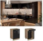 Vicco Schubunterschrank K&uuml;chenschrank R-Line Solid Eiche Blau Grau 60 cm modern