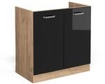 Vicco Sp&uuml;lenunterschrank K&uuml;chenschrank R-Line Solid Eiche Schwarz 80 cm modern
