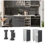 Vicco Apothekerunterschrank R-Line Schwarz Beton Wei&szlig; 30 cm mit Arbeitsplatte