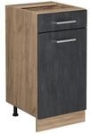 Vicco Schubunterschrank R-Line Schwarz Beton Eiche 40 cm ohne Arbeitsplatte