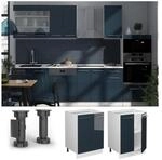 Vicco Unterschrank Fame-Line Wei&szlig; Dunkelblau Hochglanz 60 cm ohne Arbeitsplatte