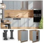 Vicco Unterschrank Fame-Line Eiche Hellblau-Grau gerahmt 60 cm mit Arbeitsplatte