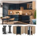 Vicco Eckunterschrank Fame-Line Eiche Dunkelblau Hochglanz 87 cm ohne Arbeitsplatte