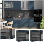 Vicco Glash&auml;ngeschrank Fame-Line Anthrazit Dunkelblau Hochglanz 80 cm