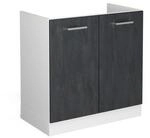 Vicco Sp&uuml;lenunterschrank R-Line Schwarz Beton Wei&szlig; 80 cm ohne Arbeitsplatte