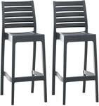 CLP 2er Set Outdoor-Barhocker Ares Mit Fu&szlig;st&uuml;tze I Stapelbare Tresenhocker In