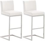 CLP Barhocker 2er Set mit Lehne Paros, Freischwinger Barst&uuml;hle mit Kunstlederbezug,