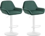CLP 2er Set Barhocker Braga Samtbezug mit Metallgestell I H&ouml;henverstellbar und