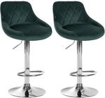 CLP 2er Set Barhocker Lazio Mit Samtbezug I Drehbarer Thekenhocker Mit Fu&szlig;st&uuml;tze I