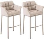 CLP Barhocker 2er Set mit Lehne Damaso, Barst&uuml;hle gepolstert mit Stoffbezug,