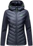 NAVAHOO Damen Stylische Outdoorjacke &Uuml;bergangsjacke mit Kapuze Nimm-Mich-Mit
