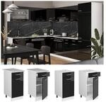 Vicco Schubunterschrank K&uuml;chenschrank R-Line Solid Wei&szlig; Schwarz 40 cm modern