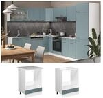 Vicco Herdschrank K&uuml;chenschrank R-Line Solid Wei&szlig; Blau Grau 60 cm modern