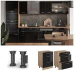 Vicco Schubladenunterschrank K&uuml;chenschrank R-Line Solid Eiche Schwarz 60 cm modern