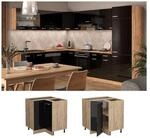 Vicco Eckunterschrank K&uuml;chenschrank R-Line Solid Eiche Schwarz 87 cm modern