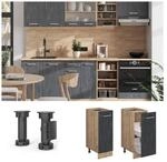 Vicco Apothekerunterschrank R-Line Schwarz Beton Eiche 30 cm mit Arbeitsplatte