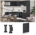 Vicco Geschirrsp&uuml;lerblende R-Line Schwarz Beton Wei&szlig; 45 cm mit Arbeitsplatte