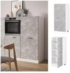 Vicco Backofenumbauschrank K&uuml;chenschrank K&uuml;chenzeile R-Line 60 cm Wei&szlig; Beton