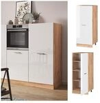 Vicco Backofenumbauschrank K&uuml;chenschrank K&uuml;chenzeile R-Line 60 cm Eiche Wei&szlig;