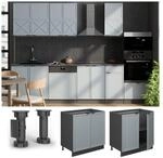 Vicco Unterschrank Fame-Line Anthrazit Hellblau-Grau gerahmt 80 cm mit...