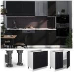 Vicco Unterschrank Fame-Line Wei&szlig; Schwarz gestreift 80 cm mit Arbeitsplatte...