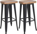 CLP 2er Set Barhocker Clara I Barst&uuml;hle mit Sitzen aus Massivholz I...