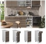 Vicco Schubunterschrank K&uuml;chenschrank K&uuml;chenzeile R-Line 30 cm Wei&szlig; Edelgrau T&uuml;r