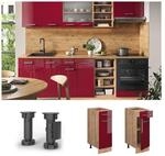 Vicco Schubunterschrank K&uuml;chenschrank K&uuml;chenzeile R-Line 30 cm Eiche Bordeaux T&uuml;r