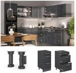 Vicco Schubladenunterschrank R-Line Schwarz Beton Anthrazit 40 cm mit...