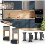 Vicco Mikrowellenschrank Fame-Line Eiche Dunkelblau Hochglanz 60 cm mit Schublade