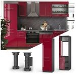 VICCO K&uuml;hlumbauschrank 60 cm Bordeaux Hochglanz K&uuml;chenschrank Hochschrank